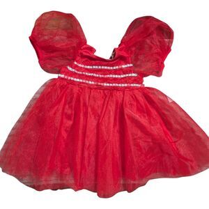 Jessica Simpson Toddler Girl Red Tulle Party Dress 4T Sparkly Holiday Dress